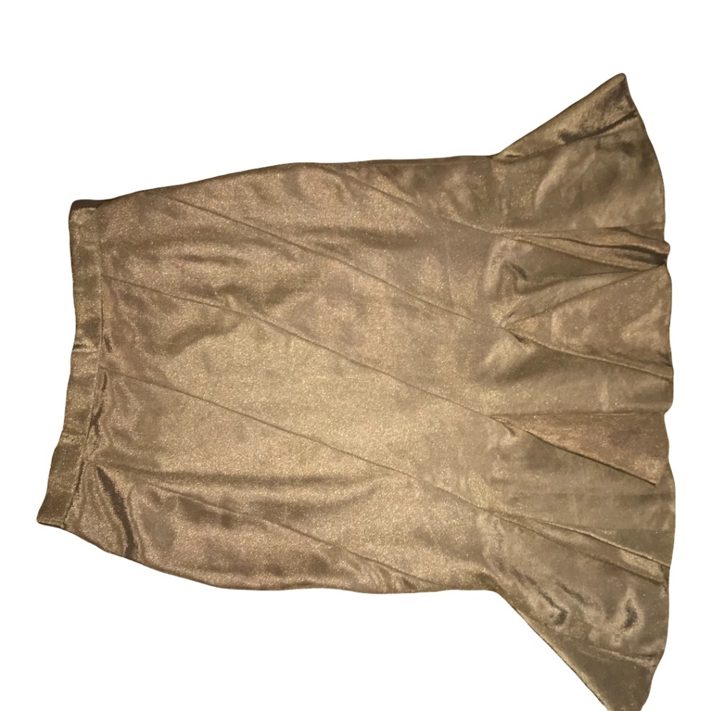 Ashro Gold Metallic Skirt Womens M Ruffle Hem Midi Party Evening Formal